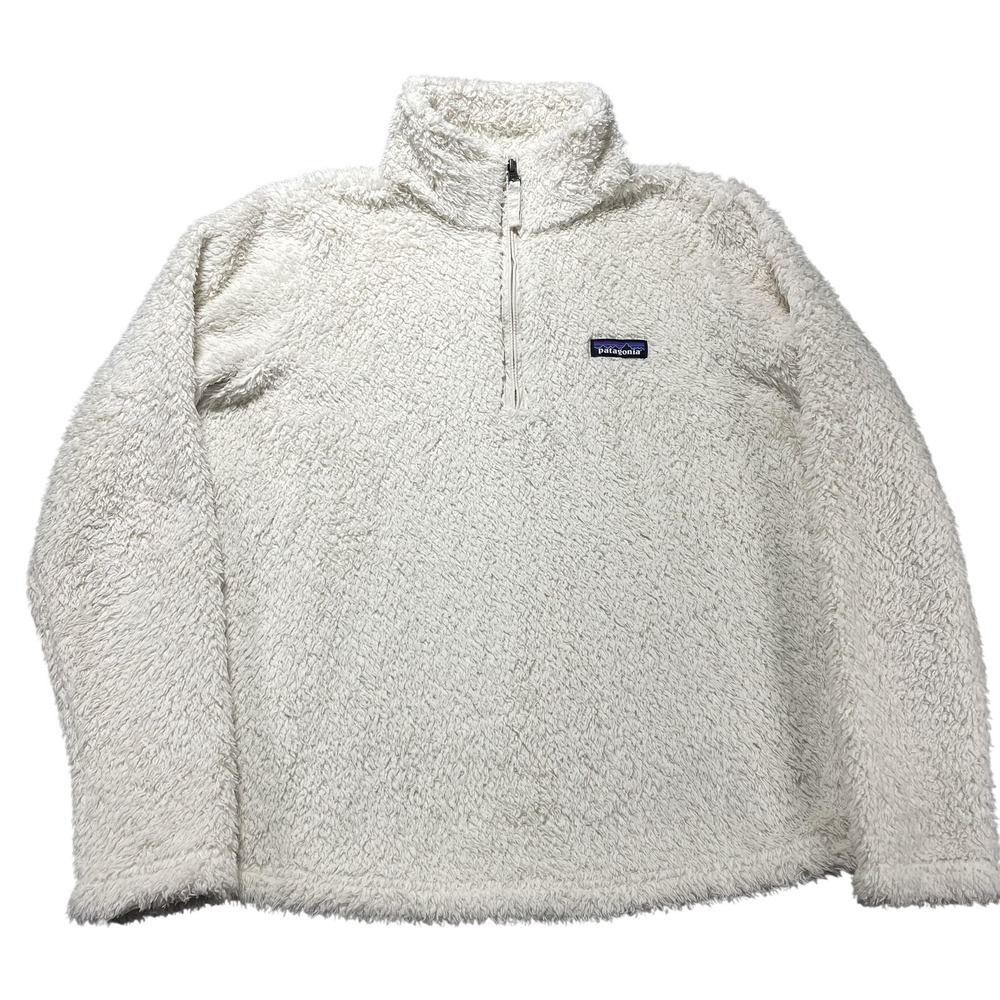 Patagonia Sweater Womens Medium White Fleece 1/4 Zip Mock Neck‎ Sherpa Pullover